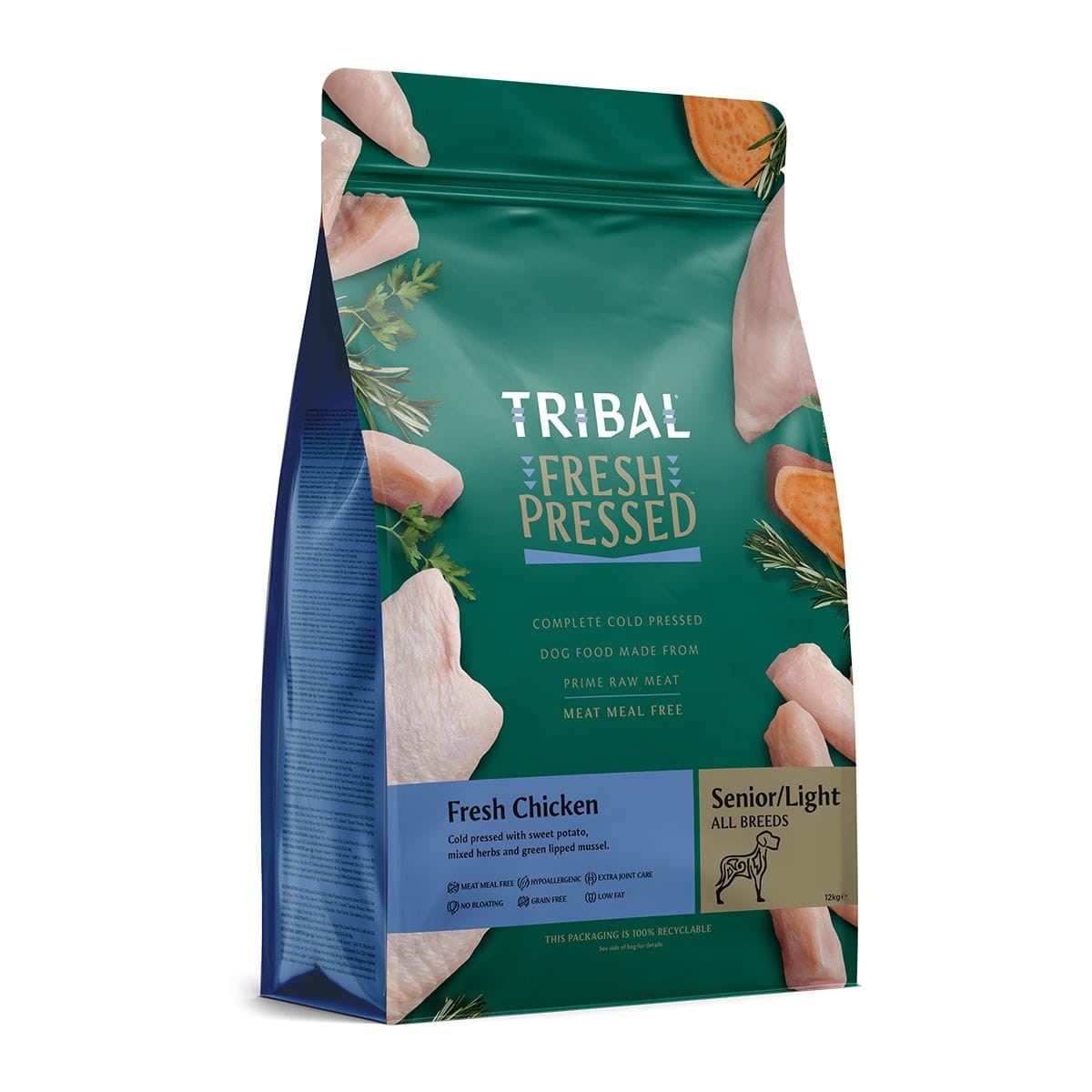 dietinis maistas sunims ir senjorams vistiena salto spaudimo fresh pressed chicken seniorlight tribal