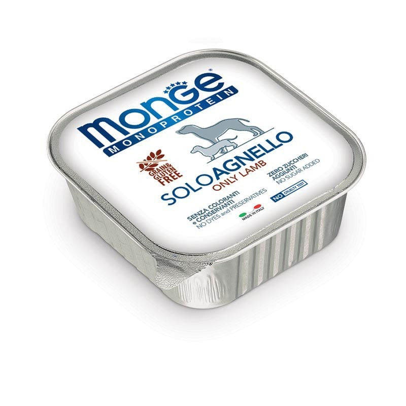 0000212 m14151 monge monoproteico solo wet dog pate 100 lamb 150 g