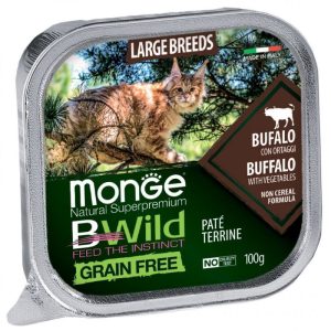0000977 m12850 monge bwild cat grain free all large breeds pate buffalo buivoliena and vegetables 100 g