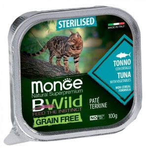 0000981 m12898 monge bwild cat grain free adult sterilized tuna and vegetables 100 g