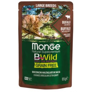 0001203 m12751 monge bwild cat pouches grfr all age large br buffalo with vegetables 85 g 28