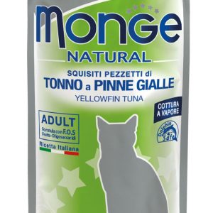 Monge Natural kons. pašaras suaugusioms katėms, geltonpelekio tuno kąsneliai želėje 80g