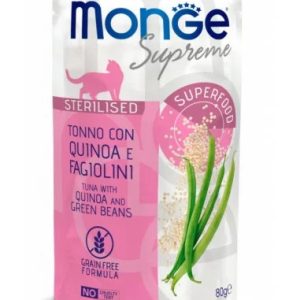 0003413 m07788 monge supreme cat wet pouches tuna with quinoa and green beans sterilised 80g 24