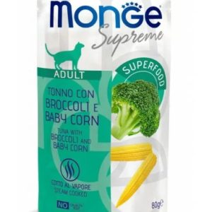 Monge SUPREME - Cat Wet Pouches Tuna with broccoli and baby corn - Adult 80g