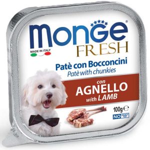 0005824 m13055 monge fresh wet dog alu pate chunkies lamb 100 g