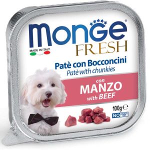 0005825 m13079 monge fresh wet dog alu pate chunkies beef 100 g