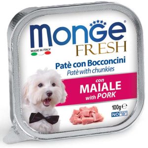 0005826 m13093 monge fresh wet dog alu pate chunkies pork 100 g