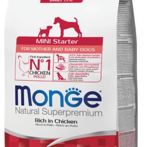 Monge Mini Starter all breeds sausas pašaras jauniems šuniukams su vištiena 1,5kg