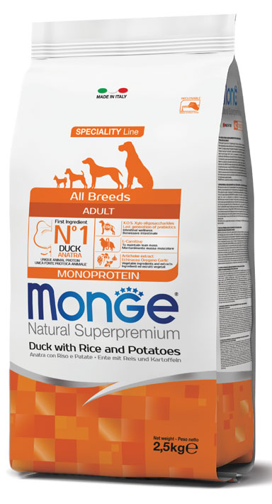 0005891 m11136 monge dry dog spec line all breeds adult duck rice potatoes 12 kg