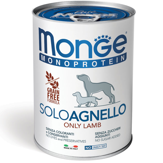0005900 m14236 monge monoproteico solo wet dog pate 100 lamb 400 g