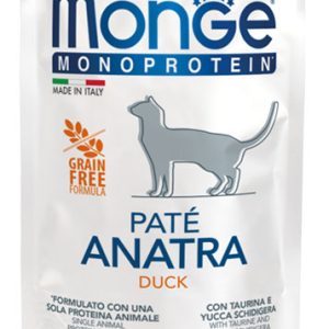 0005903 m13703 monge monoprotein cat pouches pate adult duck 85 g 28