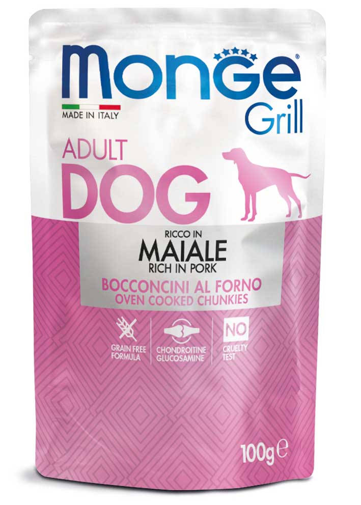 0005909 m13147 monge grill dog pouches pork 100 g