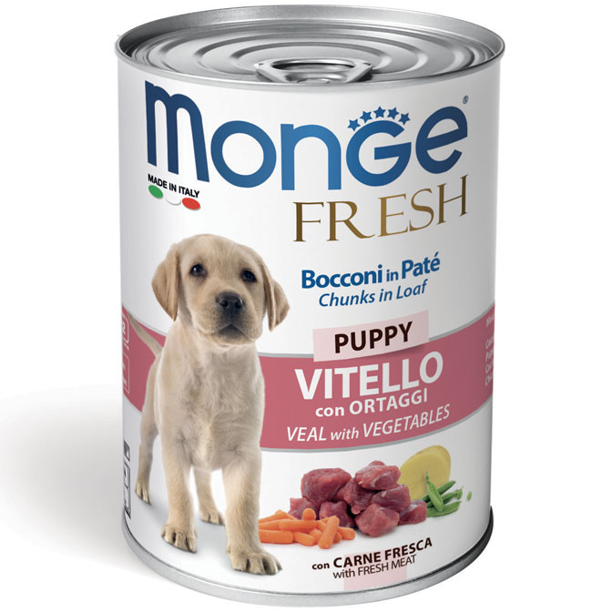 0005912 m14441 monge fresh wet puppy cans pate chunkies vealvegetables 400 g