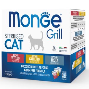 0005920 m17527 monge grill mix cat sterilised cockerellvealtrout 85gx12