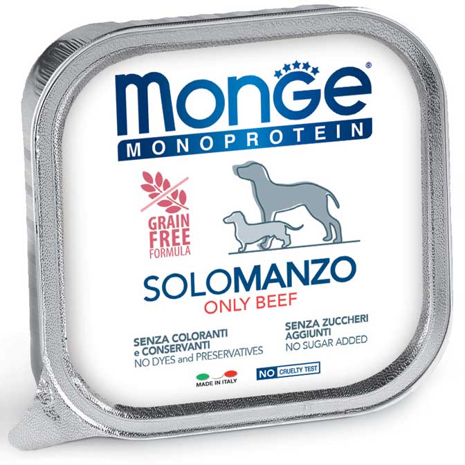 0005928 m14403 monge monoproteico solo wet dog pate 100 beef 150 g