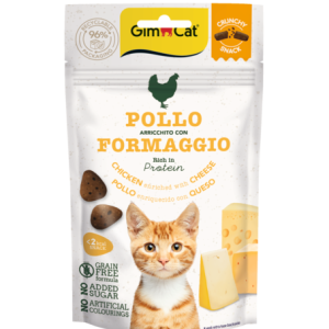 0005984 02422275 gimcat crunchy snacks chicken cheese 50g traskus skanestai vistasuris