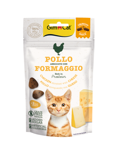 0005984 02422275 gimcat crunchy snacks chicken cheese 50g traskus skanestai vistasuris