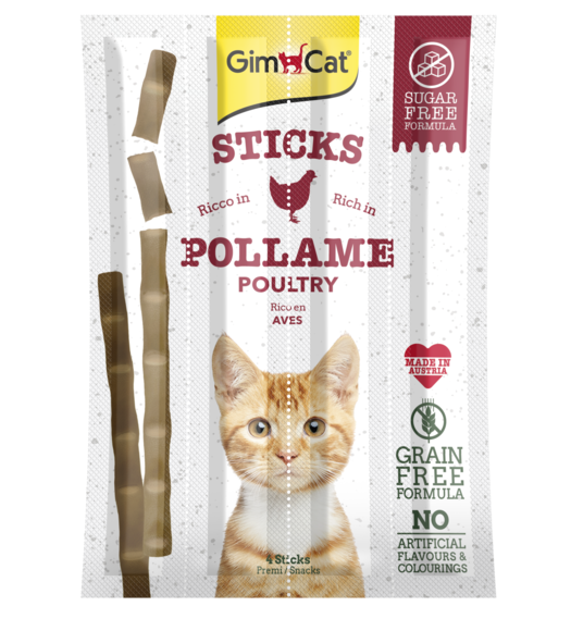 GimCat Sticks begrūdės lazdelės, su paukštiena (4 vnt)
