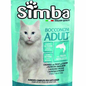 0006018 s09362 simba wet cat pouch chunkies trout cod 100 g