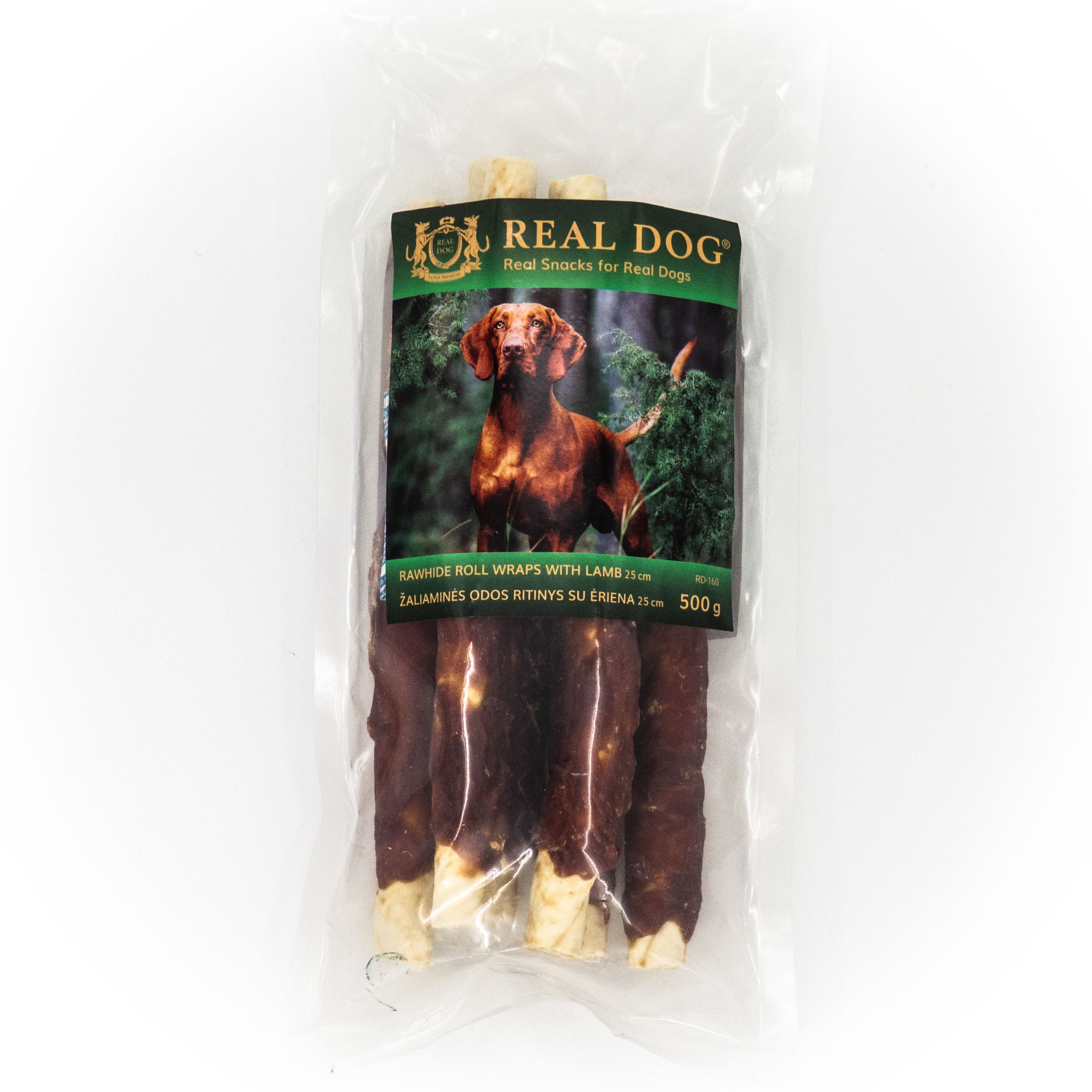 0005020 rd 160 real dog snacks zaliamines odos ritinys su eriena 25cm 500g