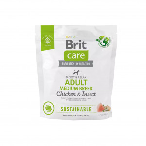 Brit Care Sustainable Adult Medium Breed Chicken&Insect sausas pašaras šunims su vištiena ir vabzdžiais 1 kg