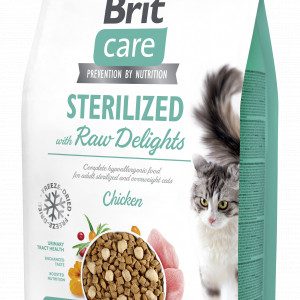 Brit Care Cat Sterilized with Raw Delights sausas pašaras katėms 2 kg