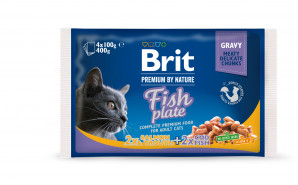 Brit Premium by Nature Cat konservų katėms rinkinys su žuvimi Fish Plate 400g (4x100g)