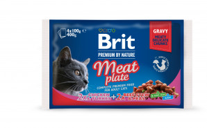 Brit Premium by Nature Cat konservų katėms rinkinys Meat Plate 400g (4x100g)