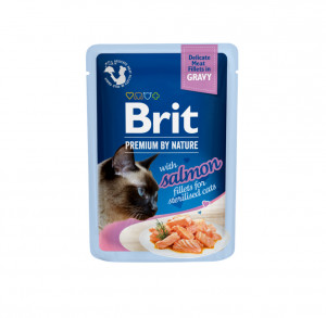 Brit Premium Cat Delicate konservuotas pašaras katėms maiš. Salmon for Sterilised in Gravy 85 g