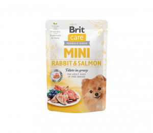 Brit Care Mini konservuotas pašaras šunims maiš. Rabbit&Salmon fillets in gravy 85 g