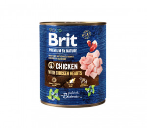 Brit Premium by Nature konservuotas pašaras šunims Chicken with Hearts 800 g