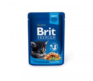 Brit Premium konservuotas pašaras katėms maiš. Chicken Chunks Kitten 100 g x 24