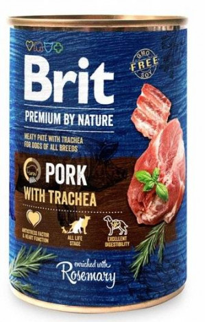 Brit Premium by Nature konservuotas pašaras šunims Pork with Trachea 800 g