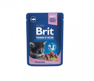 Brit Premium konservuotas pašaras katėms maiš. White Fish Kitten 100g x 24