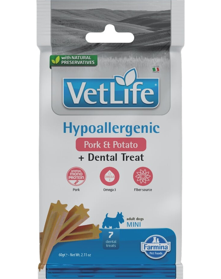 FARMINA VET LIFE - DOG TREAT - HYPOALLERGENIC Pork&Potato ADULT MINI 60 g