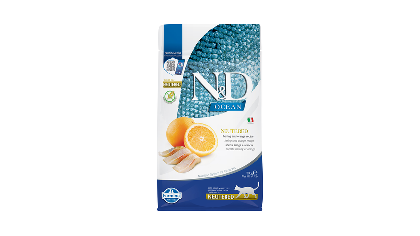 FARMINA N&D OCEAN - CAT Dry Herring&Orange NEUTERED ADULT 300 gr