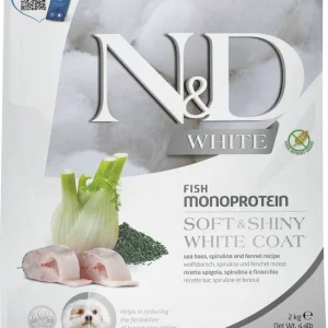 FARMINA N&D WHITE - DOG Dry Sea Bass Spirulina&Fennel ADULT MINI 2 kg
