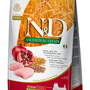 FARMINA N&D ANCESTRAL GRAIN - DOG Dry Chicken Spelt Oats&Pomegranate SENIOR MINI 2,5KG