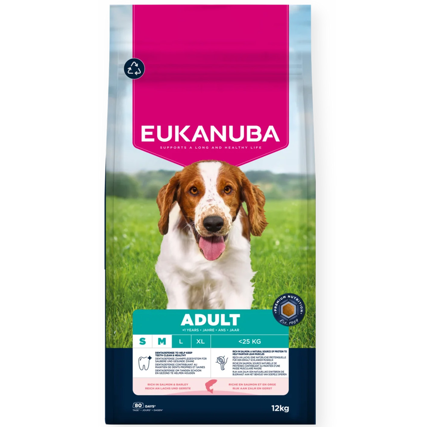 0006260 e02006 euk dog salmon barley sm breed 12 kg su lasisa ir mieziais 1