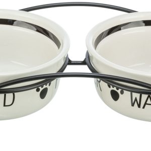 Trixie Dubenėlių kompl., keramika-metal., 2x0.6 l, ø 15 cm-32x9x15 cm, baltas-juodas