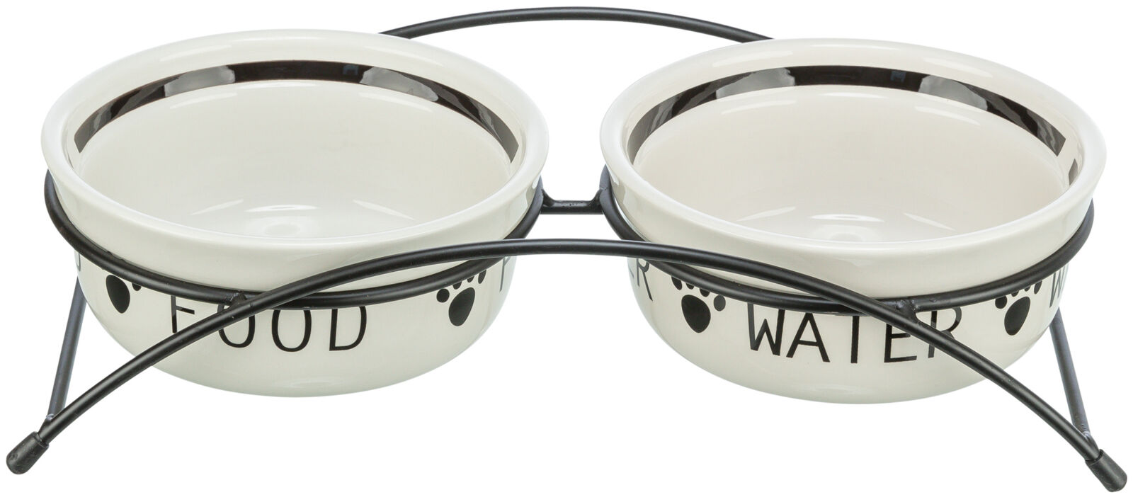 Trixie Dubenėlių kompl., keramika-metal., 2x0.6 l, ø 15 cm-32x9x15 cm, baltas-juodas