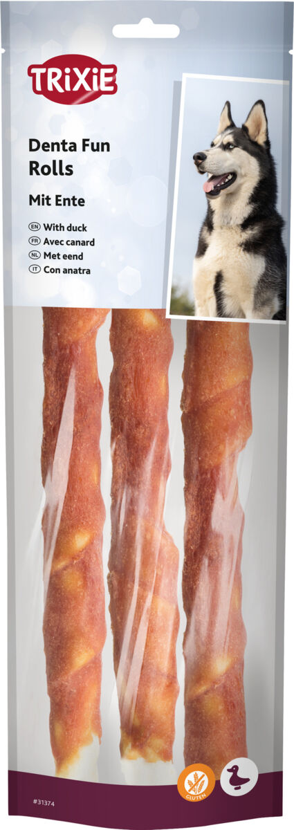 Trixie Denta Fun skanėstai šunims, kramtomi antienos suktinukai, 250 g