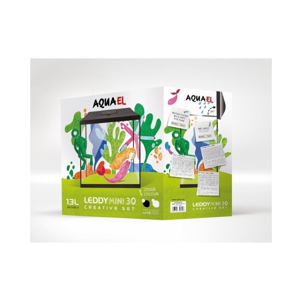 Aquael Leddy Set Mini 30 akvariumas stačiakampis su įranga, juodas, 12,6 l, 28x15x30 cm - Image 2