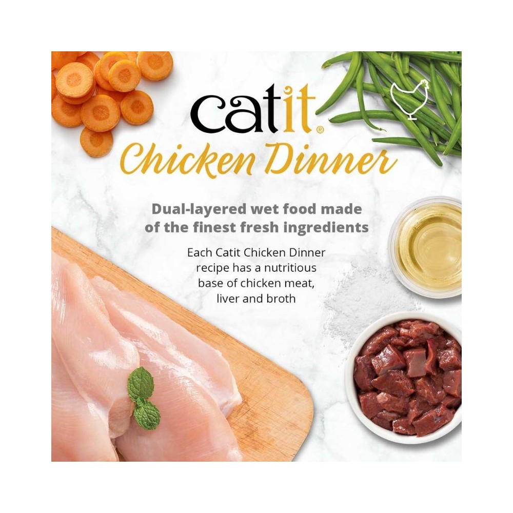 Catit Chicken Dinner konservai katėms su lašiša ir morkomis, 80 g - Image 2