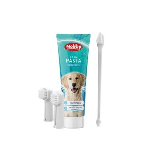 Dantų priežiūros rinkinys šunims, dantų pasta ir šepetėliai