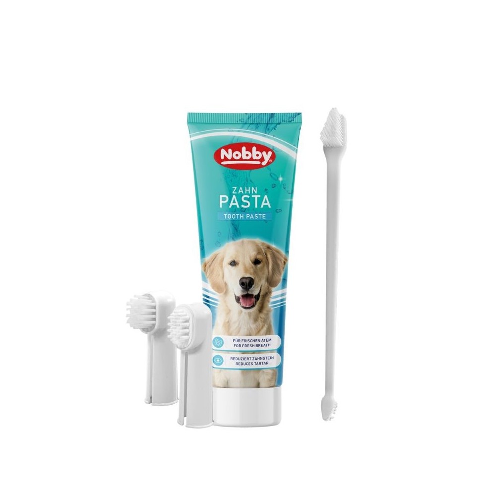 Dantų priežiūros rinkinys šunims, dantų pasta ir šepetėliai