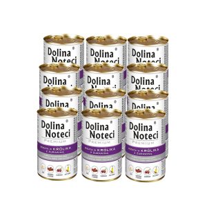 Konservai šunims su triušiena ir spanguolėmis Dolina Noteci Premium, 12 x 400 g