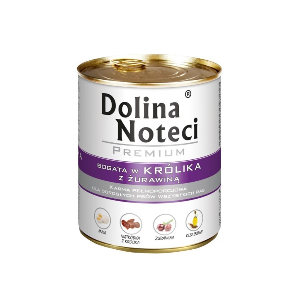 Konservai šunims su triušiena ir spanguolėmis Dolina Noteci Premium 800 g