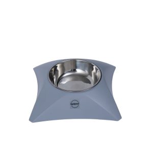 Dubenėlis gyvūnui su stoveliu, pilkas, 17x17x4cm