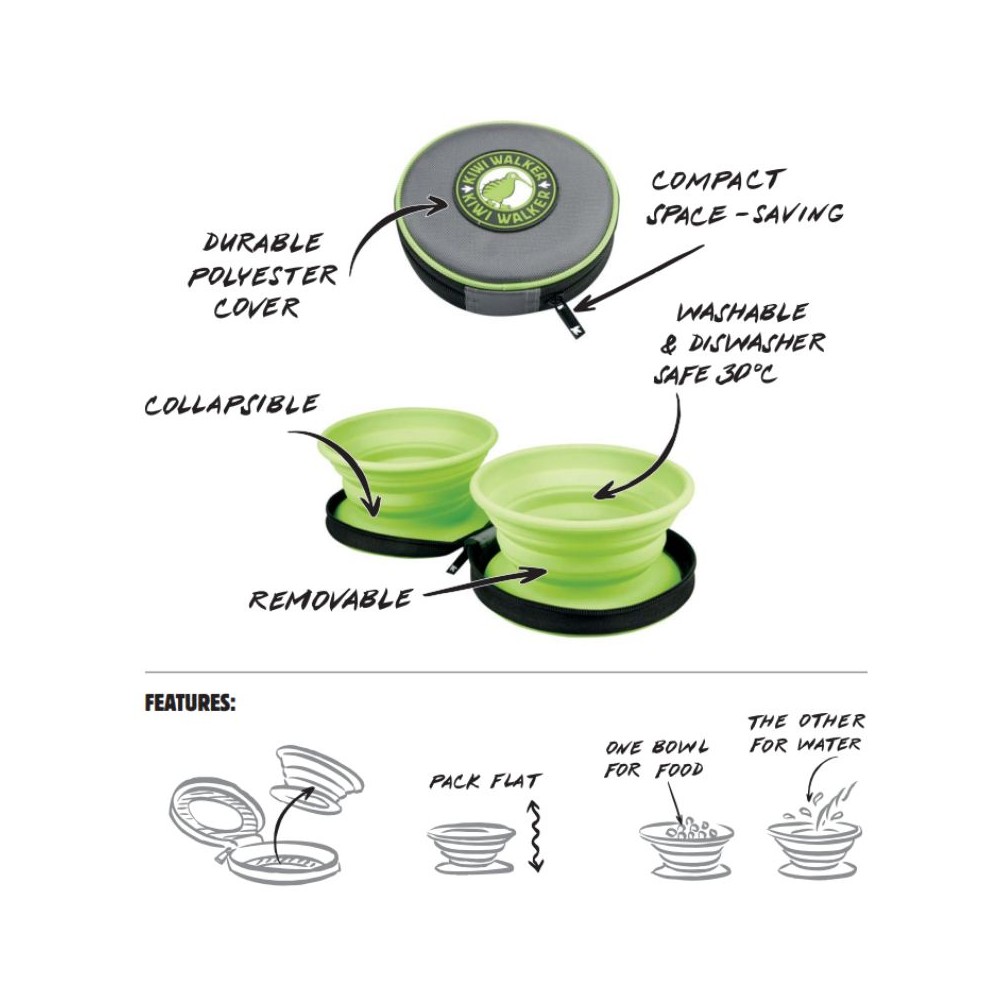 Dvigubas kelioninis dubenėlis, žalias, 700 ml - Image 2